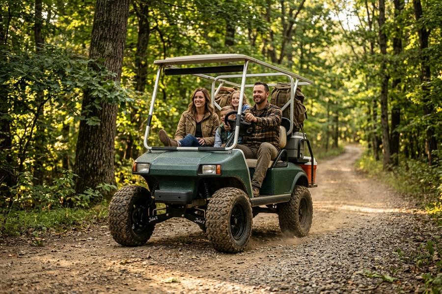 Club Car DS with Jake's lift kit on property